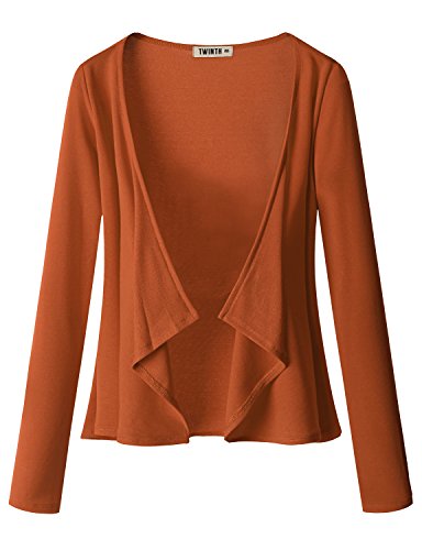 Doublju womens long sleeve jersey knit draped open front cardigan…
