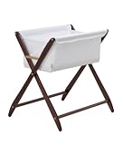 Cariboo Folding Bassinet, Mahogany Frame, White Fabric