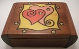 Secret Heart Polish Wooden Jewelry Keepsake Box Two Hearts