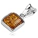 Honey Amber Sterling Silver Small Cubical Pendant