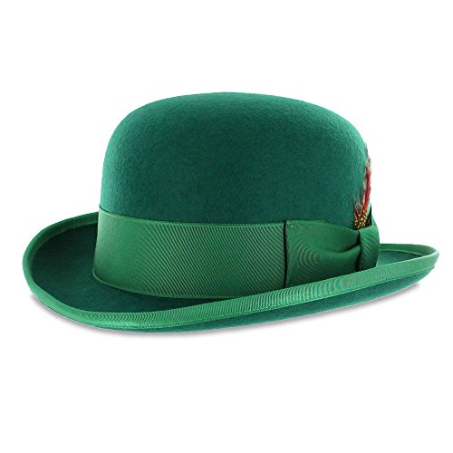 Belfry Mickey Irish Green Derby Hat with Feather and Liner (L) Apparel