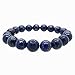 Gem Stone King Gorgeous 10mm Round Simulated-Lapis Stretchy Bracelet for Women Fits up to 8.5 inch Wrist