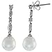 18k White Gold Pearl & Diamond Dangle title=