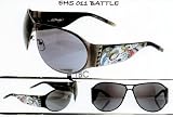 Ed Hardy - ED HARDY VINTAGE TATTOO SUNGLASSES EHS 011 BATTLE BLACK FRAME SOLID GREY LENSES