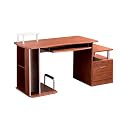 Modern Computer Workstation with File Cabinet - Mahogany