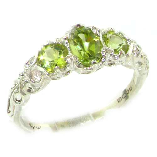 Click To Ladies Solid Sterling Silver Natural Peridot English Victorian Trilogy Ring - Finger Sizes 5 to 12 Available Details... Ladies Solid Sterling Silver Natural Peridot English Victorian Trilogy Ring - Finger Sizes 5 to 12 Available