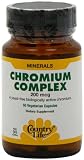 Country Life Chromium 200 mcg Chromemate, Vegetarian Capsules, 50-Count