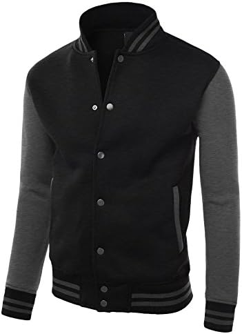 MBJ Mens Varsity Baseball Bomber Jacket L CHARCOAL