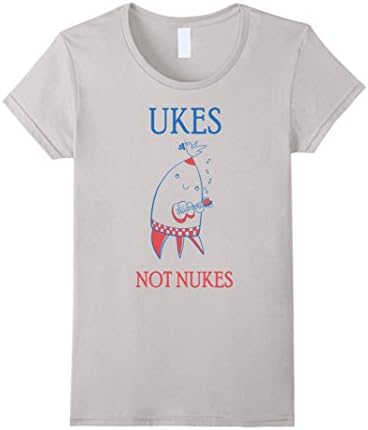 Women's Ukes not nukes shirt Small Silver
