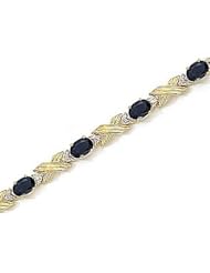 14kt Yellow Gold Oval Blue Sapphire and Diamond Bracelet