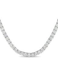 Sterling Silver Round Cubic Zirconia Tennis Bracelet with Pressure Tongue Clasp, 17"