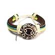 Cancer The Crab Zodiac Tribal Leather Bracelet with Earth Tone Cord and Beads