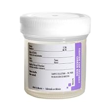 Samco Scientific 01 0101 Virgin Polypropylene Non-Sterile Specimen Container with 53mm Wide Mouth Diameter, Non-Tabbed Label, White Bio-Tite Cap, 120mL Capacity (Case of 300)