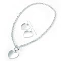 PETAL DOLLS Silver Tone Heart Set