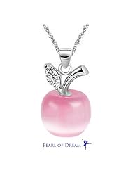 "You Are the Apple of My Eye" White Gold Plated 925 Sterling Silver Opal Pendant Necklace