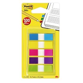Post-it Flags, 1/2-inch, Assorted Colors, 100 Flags per Dispenser (683-5CB)