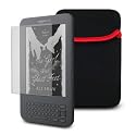 AMAZON KINDLE NEOPRENE POUCH CASE - BLACK, WITH SCREEN PROTECTOR