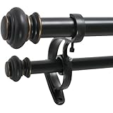 Decopolitan Urn Telescoping Double Drapery Rod Set, 72-144-Inch, Antique Bronze