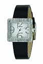 Fossil Ladies Trend, SS case with crystals, Black leather strap, silver dial JR9627