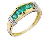 Emerald Gemstone and Diamond Ring in 14K Yellow Gold