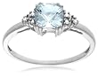 10k Choice of White or Yellow Gold, March Birthstone, Aquamarine and Diamond Ring