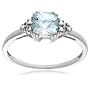 10k Choice of White or Yellow Gold, March Birthstone, Aquamarine and Diamond Ring