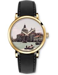 SPRAWL Aanalog Fashion Series Gold Ladies Watches of Genuine Black Leather Strap,Unique Wrist Watch for Women Girls Designed with City View
