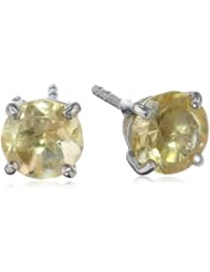 Sterling Silver 6mm Round Citrine Earrings
