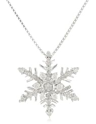 Sterling Silver Diamond Snowflake Pendant Necklace (1/4 cttw, H-I Color, I2 Clarity), 18"