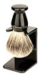 Edwin Jagger 1EJ946SDS Traditional English Best Badger Hair Shaving Brush Faux Ebony Medium With Drip Stand, Black, Medium