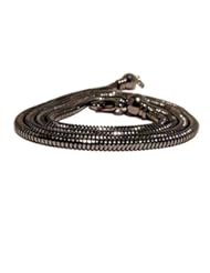 Jewelry: Brass Chain 04 Gunmetal 2.6mm Snake Necklace Removable End Cap Thick (Gift Box) (18 Inches)