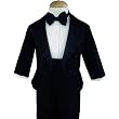 New Ring Bearer Boys Tuxedo Tail Suit Tux Set Black From Baby to Teen