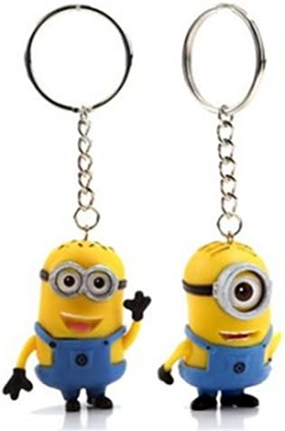 Toy24h NEW 2PCS Despicable Me Minion Toy Rubber KeyChain 3D Eyes