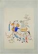 Vintage Oriental Watercolor Painting on Silk - Prosperity and Fortune, Chinese Boys with Feng Shui Coins, Longevity Peach and Peony
