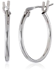 Duragold 14k White Gold Hoop Earrings, (0.6" Diameter)