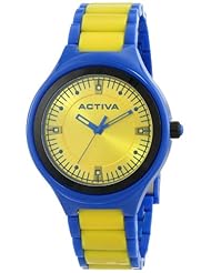 Activa By Invicta Unisex AA200-012 Yellow Silver Dial Royal Blue and Yellow Plastic Watch