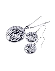 Nickel Free Sterling Silver Pendant & Earring Sets Round Design Matching Necklace Earring