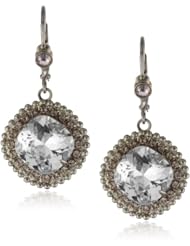 Sorrelli "Snow Bunny" Neutral Crystal Cushion-Cut Dangle Earrings