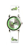 Kids White And Green Caterpillar Fabric Strap Watch In a Presentation Capsule
