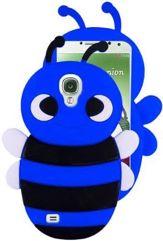 My8 Dark Blue 3D Cartoon Bee Shape Rubber Cover Soft Gel Silicone Skin Case for Samsung Galaxy S4 IV i9500