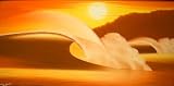 バリ アート 絵画 LL 横 Big Wave in Sunｓet 額横約92.5cmｘ縦52.5cm アジアン雑貨 BIG WAVE
