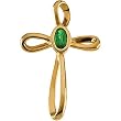 14K Yellow Gold Tsavorite Cross Pendant