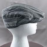 LINEN COTTON STRIPE PLAID IVY DRIVING GOLF CAP HAT SPRING GRAY MESH XL LARGE - EXTRA LARGE