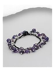 Polyester Semi GemStone Beads Bracelet In Brass