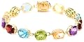 14k Yellow Gold Plated Sterling Silver Oval Multi-Gemstone Bracelet, 7.5