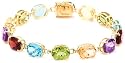 14k Yellow Gold Overlay Sterling Silver Oval Multi-Gemstone Bracelet, 7.5"