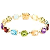 14k Yellow Gold Plated Sterling Silver Oval Multi-Gemstone Bracelet, 7.5