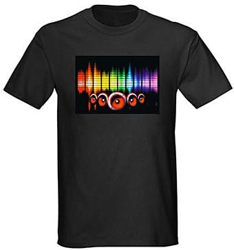 (NYY Lighting) Sound and Music Activated Spectrum VU Meter EL Visualizer LED T-shirt (2*AAA) , L