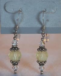 Yellow Mat and Clear Swarovski Crystal Earrings