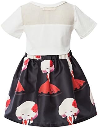 Newill Lovely Barbie Doll Pattern Two-Piece Dress T Shirt And Skirts